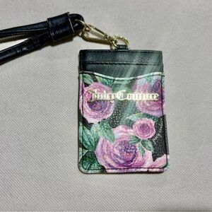 Juicy Couture Black and Pink Floral Card Holder